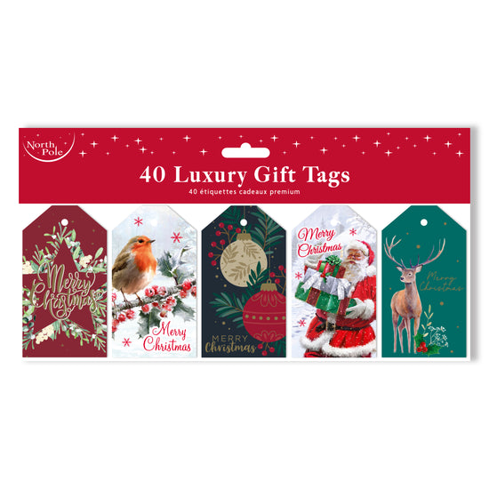 Luxury Gift Tags Die Cut Traditional 40pk