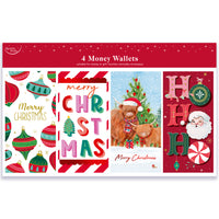 Christmas Money Wallet Contemporary 4pk