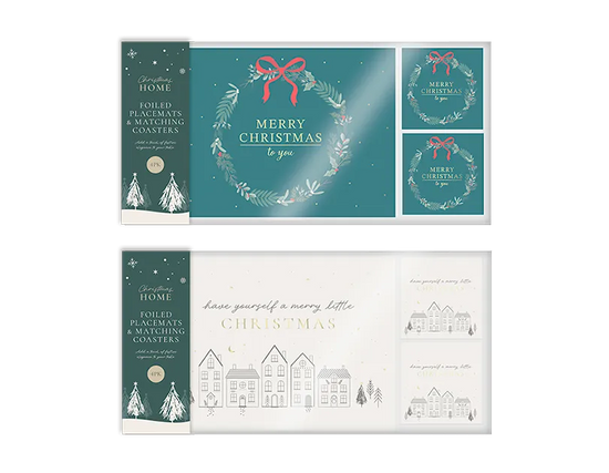 Christmas Foiled Placemat & Coaster Set 12pk
