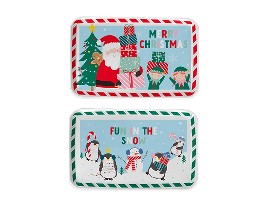 Christmas Plastic Tray 29.5x19x2cm 24pk