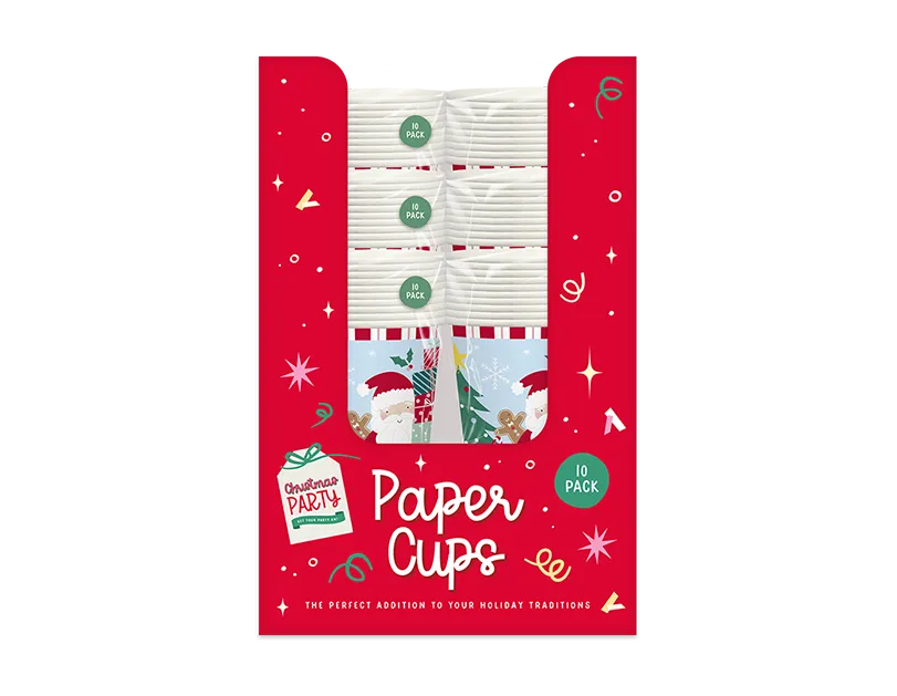 Christmas Kids Paper Cups 270ml 10pk