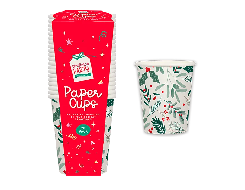 Christmas Printed Paper Cups 20pk