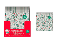 Christmas Printed Napkins 33cm 3ply 40pk