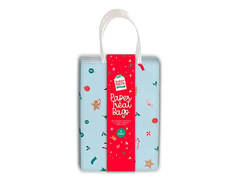 Christmas Printed Paper Treat Bags 10pk