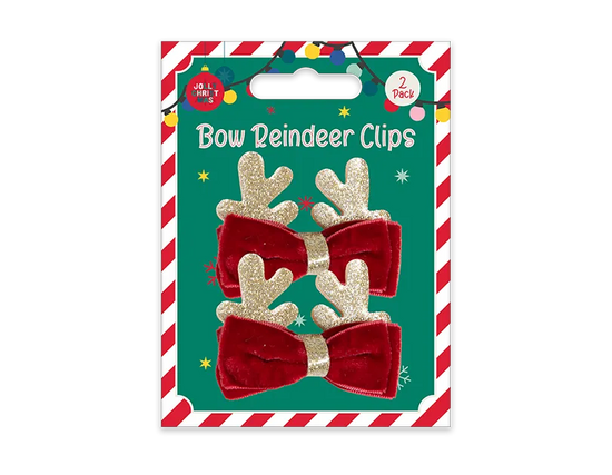 Bow Reindeer Clips 2pk