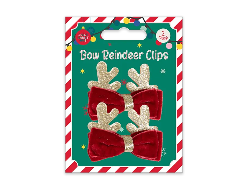 Bow Reindeer Clips 2pk