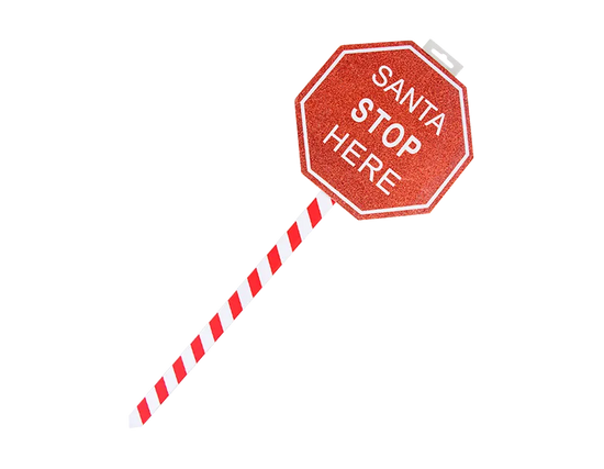 Santa Stop Here Glitter Sign 57.5cm