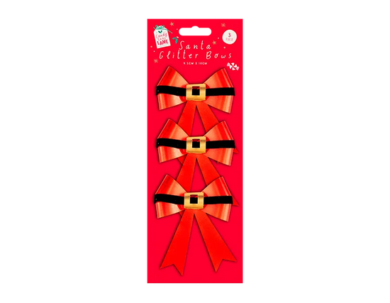 Glitter Santa Bows 3pk