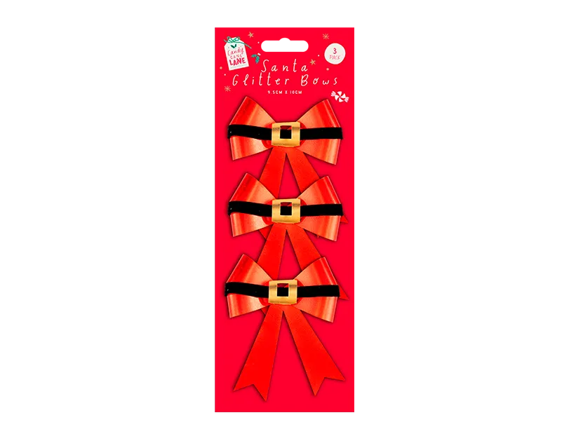 Glitter Santa Bows 3pk
