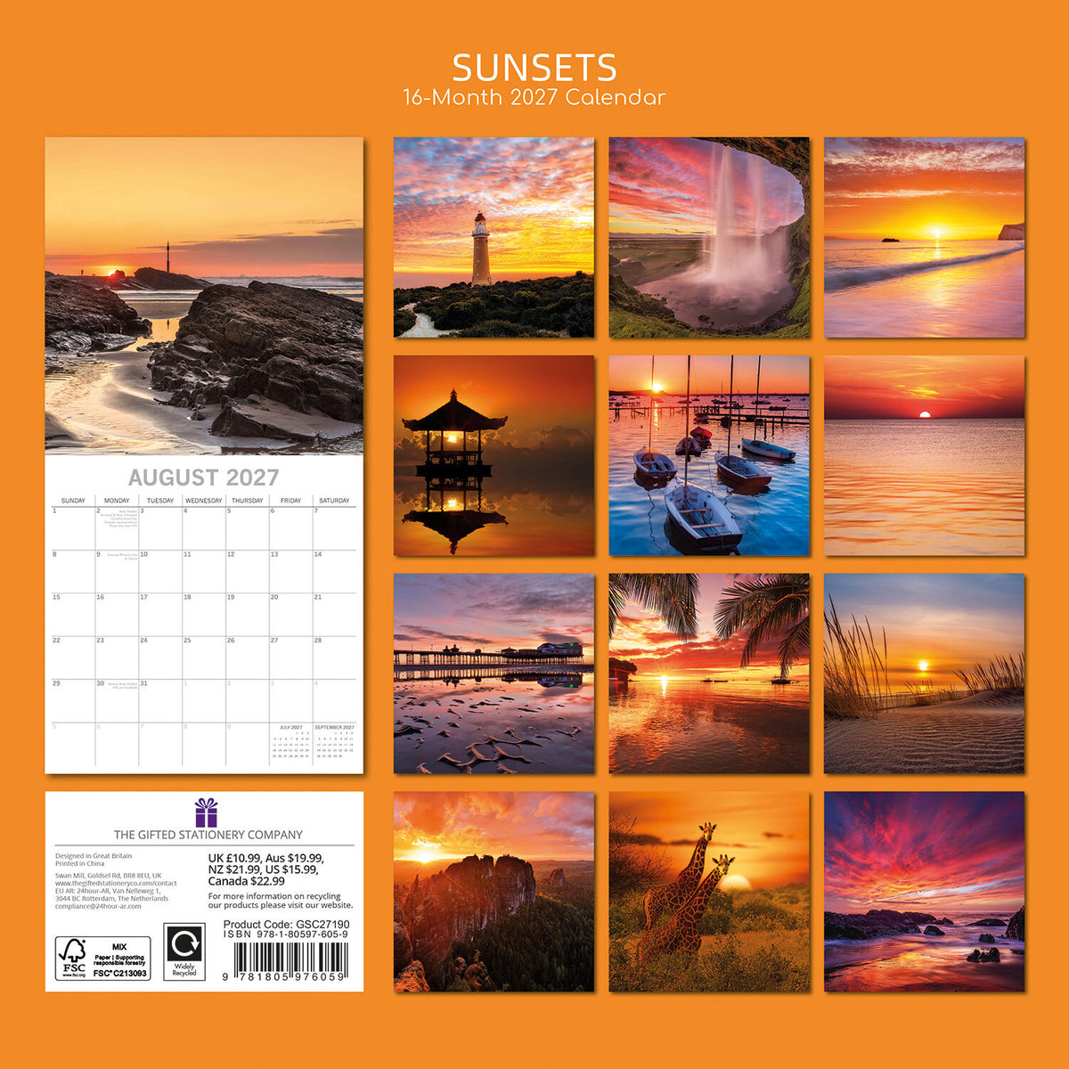 Gifted Stationery Calendar Sunsets 2027