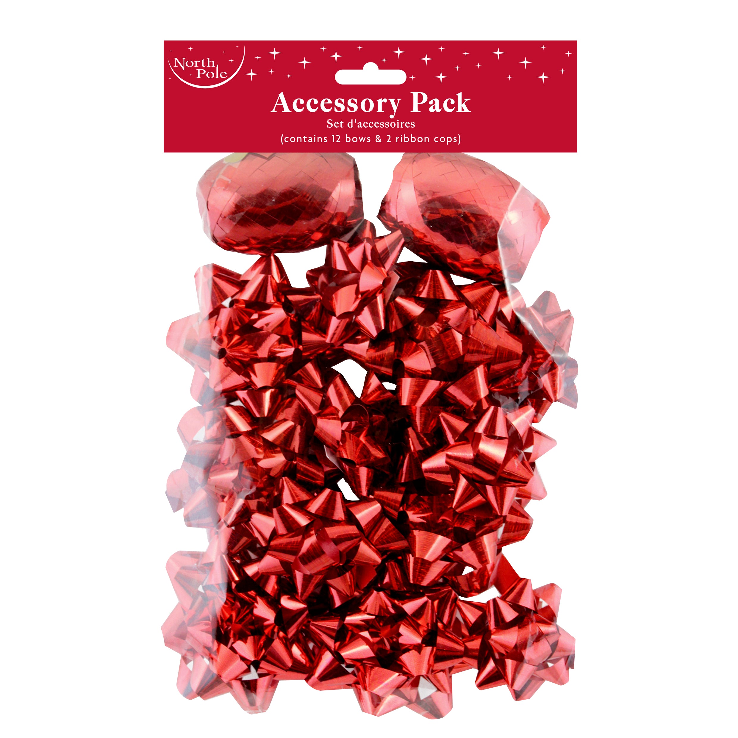 Metallic Bows & 2 Cops Red/Green 12pk