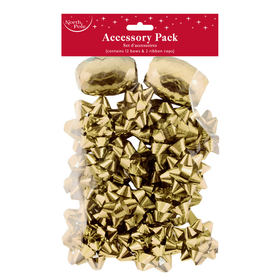 Metallic Bows & 2 Cops Gold 12pk