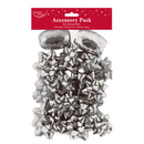Metallic Bows & 2 Cops Sillver 12pk