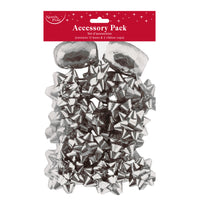 Metallic Bows & 2 Cops Sillver 12pk