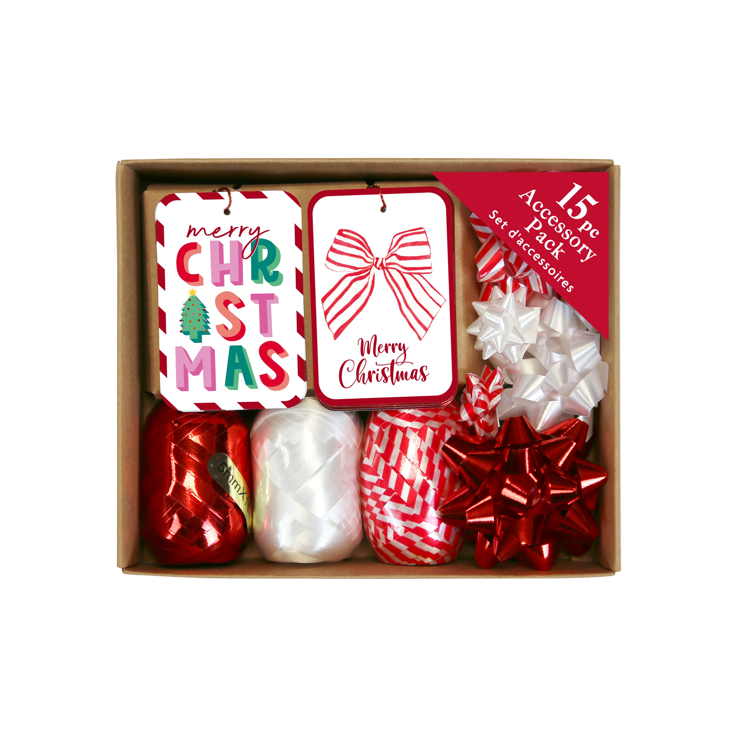Tag & Ribbon Accessory Pack Candy Cane 15pcs