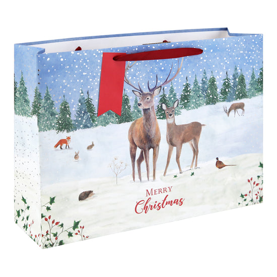 Winter Deer Gift Bag Shopper 12pk