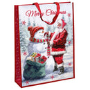 Traditional Santa & Snowman PP Woven Bag Jumbo