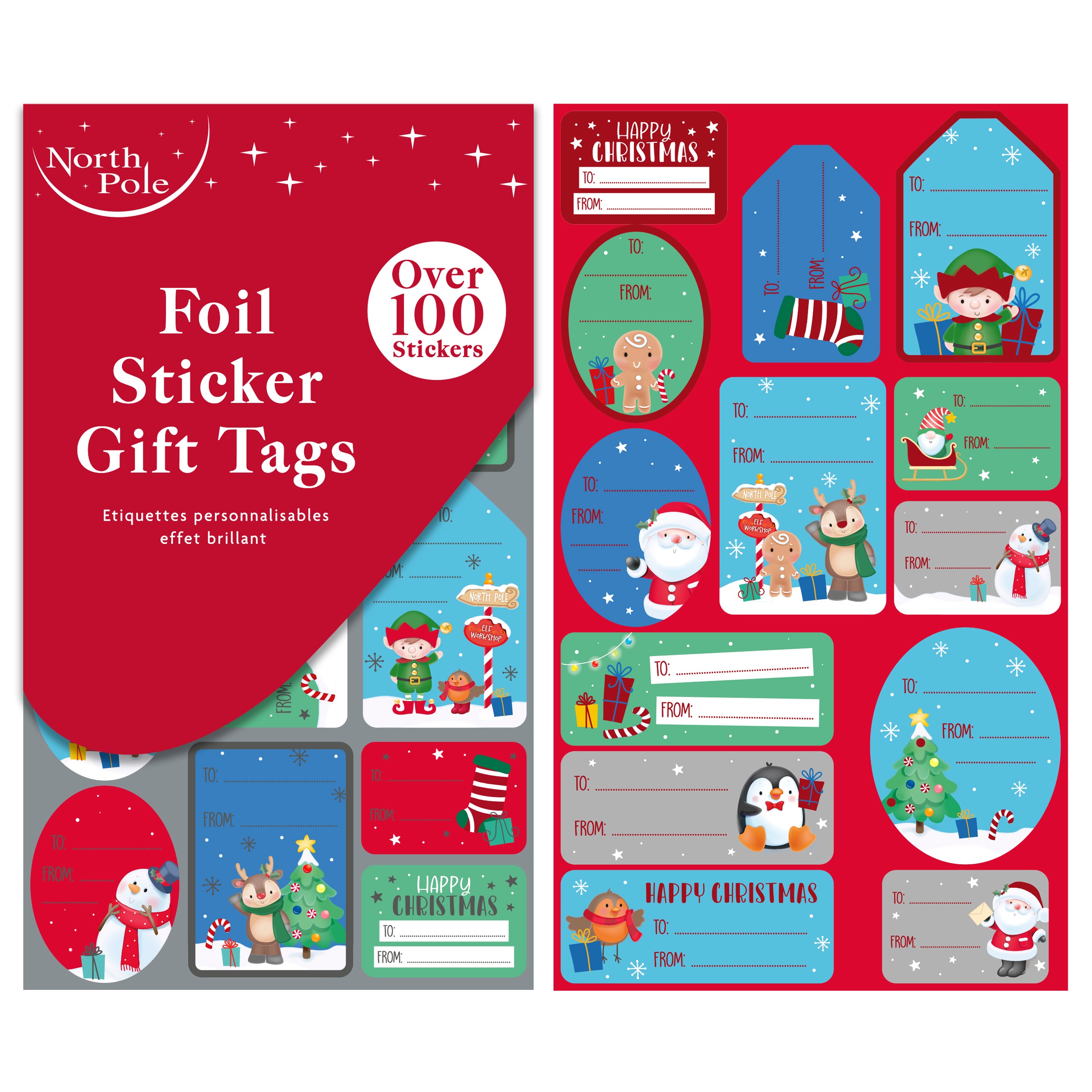 Sticker Foil Gift Tags Cute 100pk