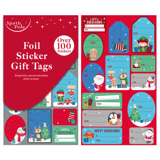Sticker Foil Gift Tags Cute 100pk