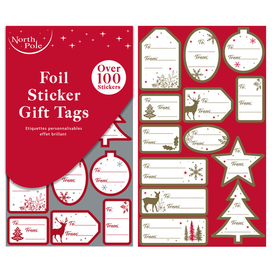 Sticker Foil Gift Tags Contemporary 100pk