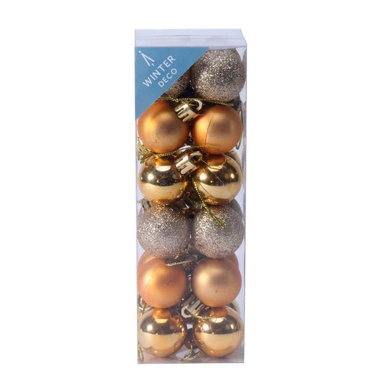 Shatterproof Baubles Gold 3cm 24 Pack