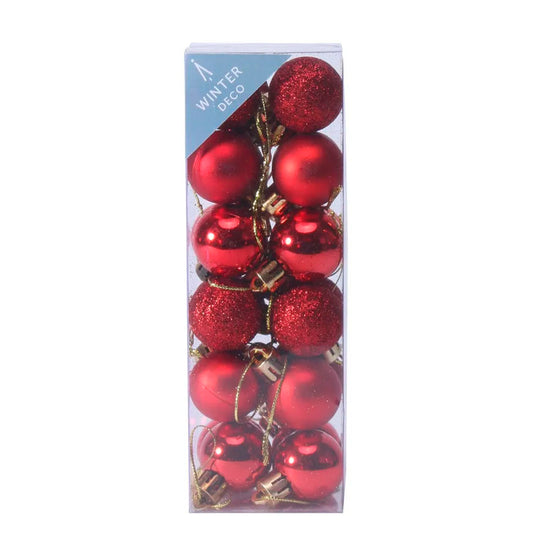 Shatterproof Baubles Red 3cm 24 Pack