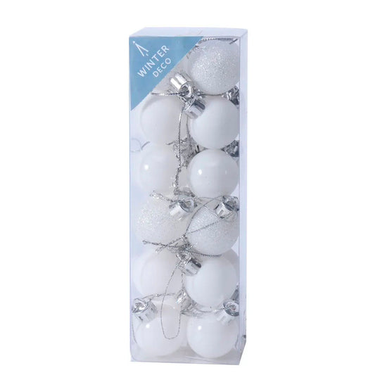 Shatterproof Baubles White 3cm 24 Pack
