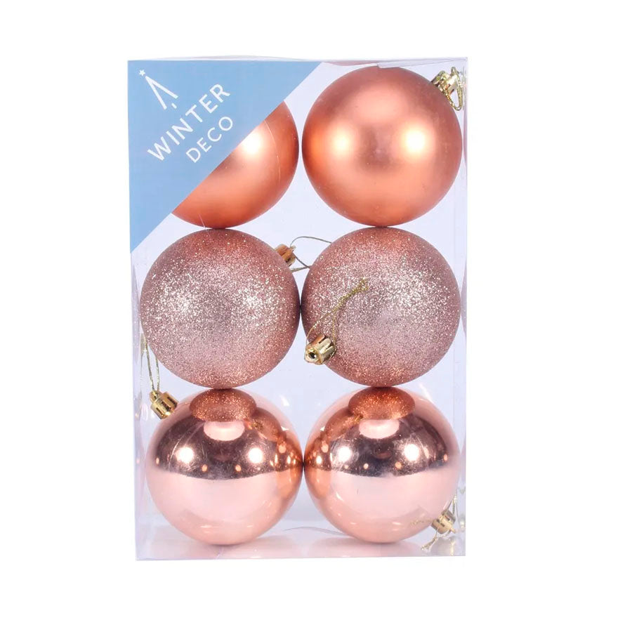 Shatterproof Baubles Champagne 8cm 6 Pack