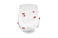Glass Tumbler With Bows 14.5cm 4pk