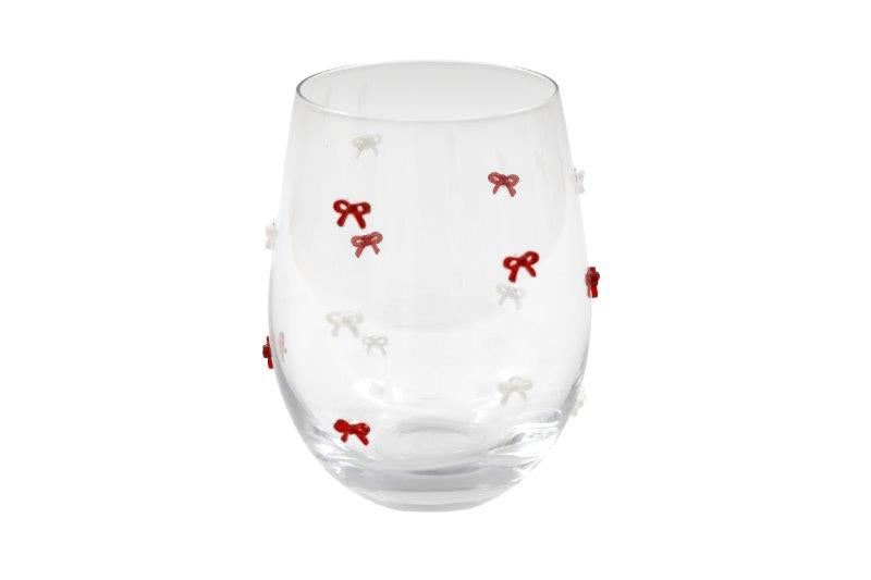Glass Tumbler With Bows 14.5cm 4pk