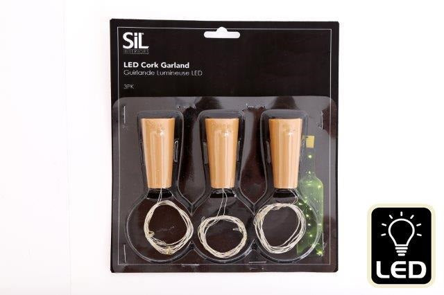 LED Cork Garland (8 Lights) 3pk