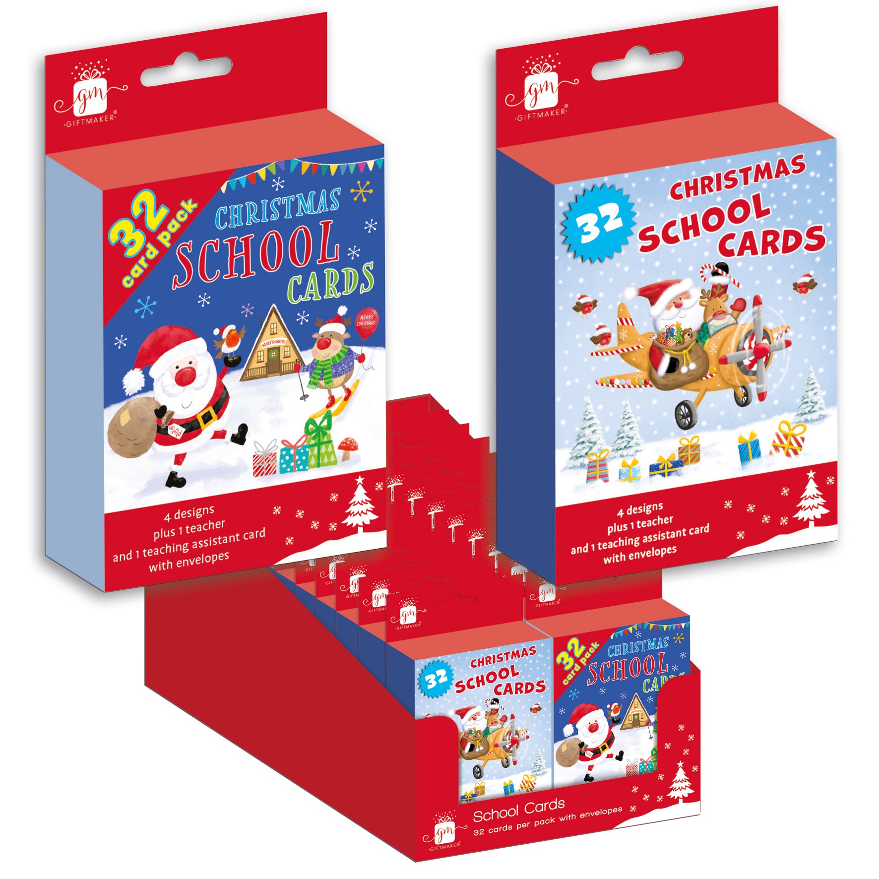 Christmas School Cards Santa/Gingerbread 32pk