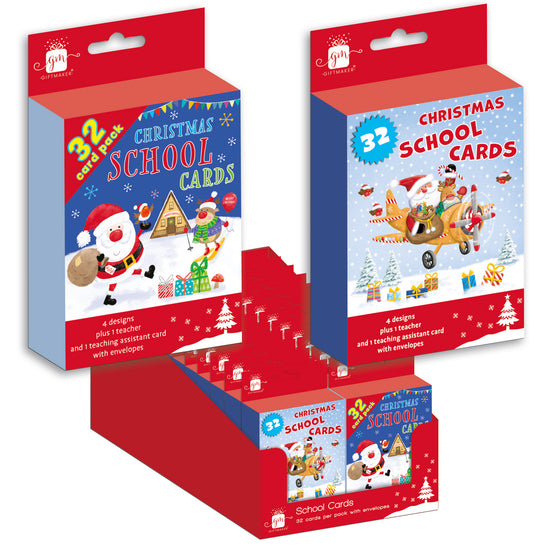 Christmas School Cards Santa/Gingerbread 32pk