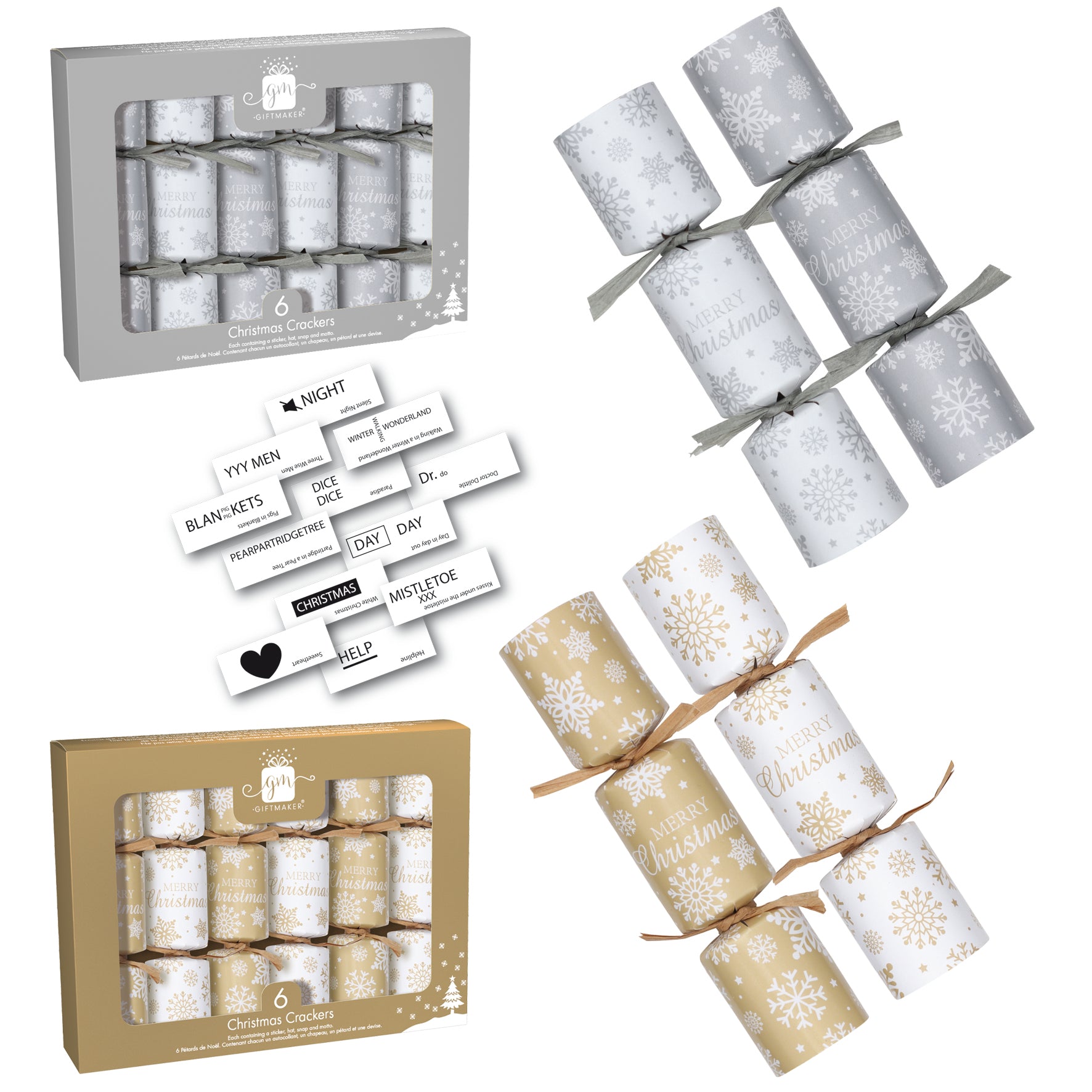 Christmas Crackers 6" Gold & Silver 36pk (6x6pk)