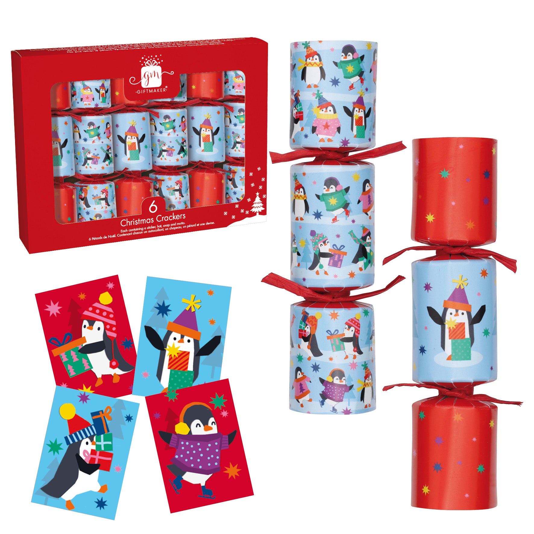 Christmas Crackers 6" Penguins 6pk