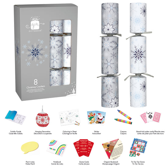 Christmas Crackers 12" Silver/White 96pk (12x8pk)