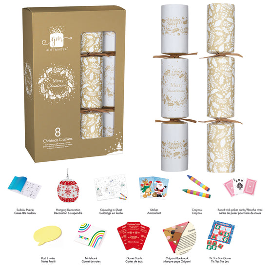 Christmas Crackers 12" Cream & Gold 96pk (12x8pk)