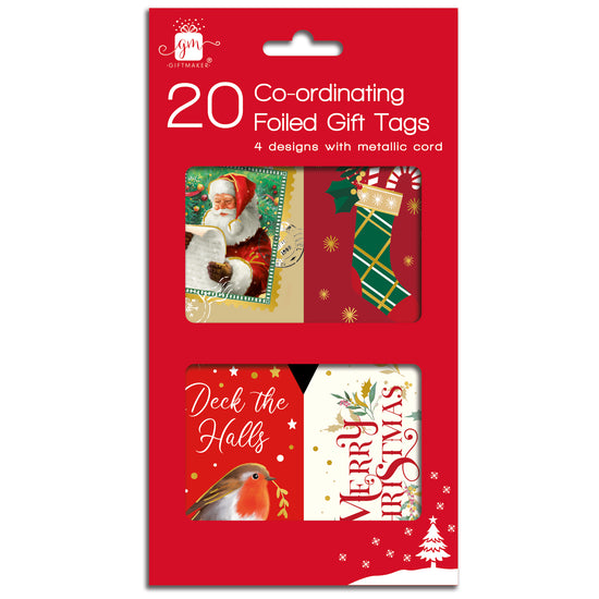 Christmas Co-Ord Tags Traditional 20pk