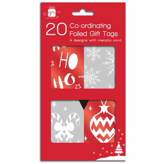 Christmas Co-Ord Tags Red & White 20pk