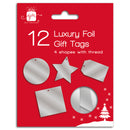 Christmas Tags Foiled Diecut Silver 12pk