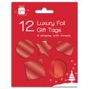 Christmas Tags Foiled Diecut Red 12pk