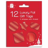 Christmas Tags Foiled Diecut Red 12pk
