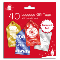 Christmas Tags Luggage Metallic 40pk