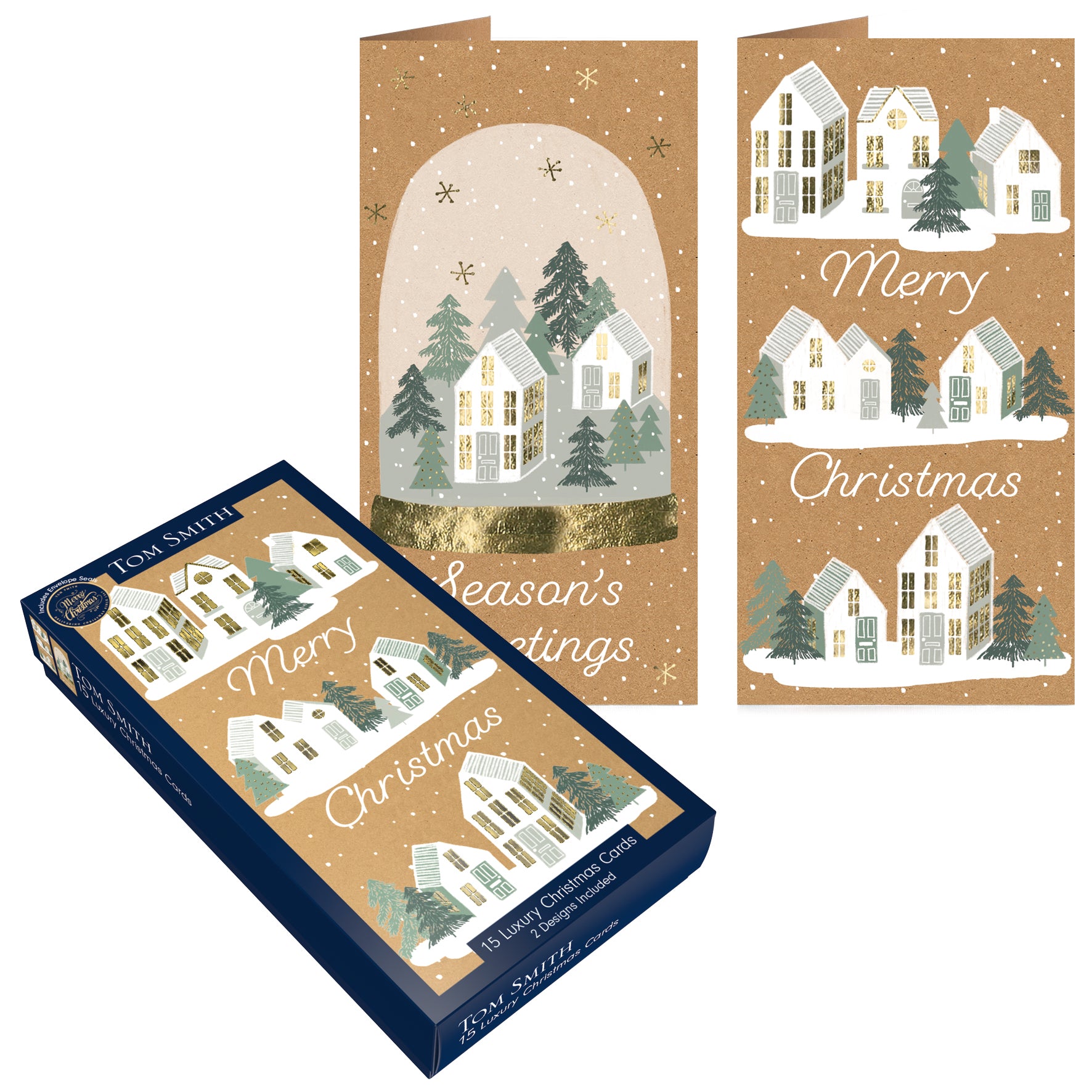 Tom Smith Luxury Slim Cards Nordic Snowglobe 15pk