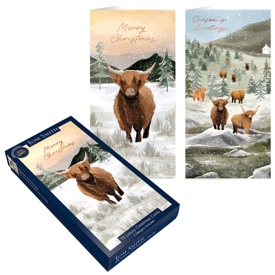 Tom Smith Luxury Slim Cards Highland Cow 15pk
