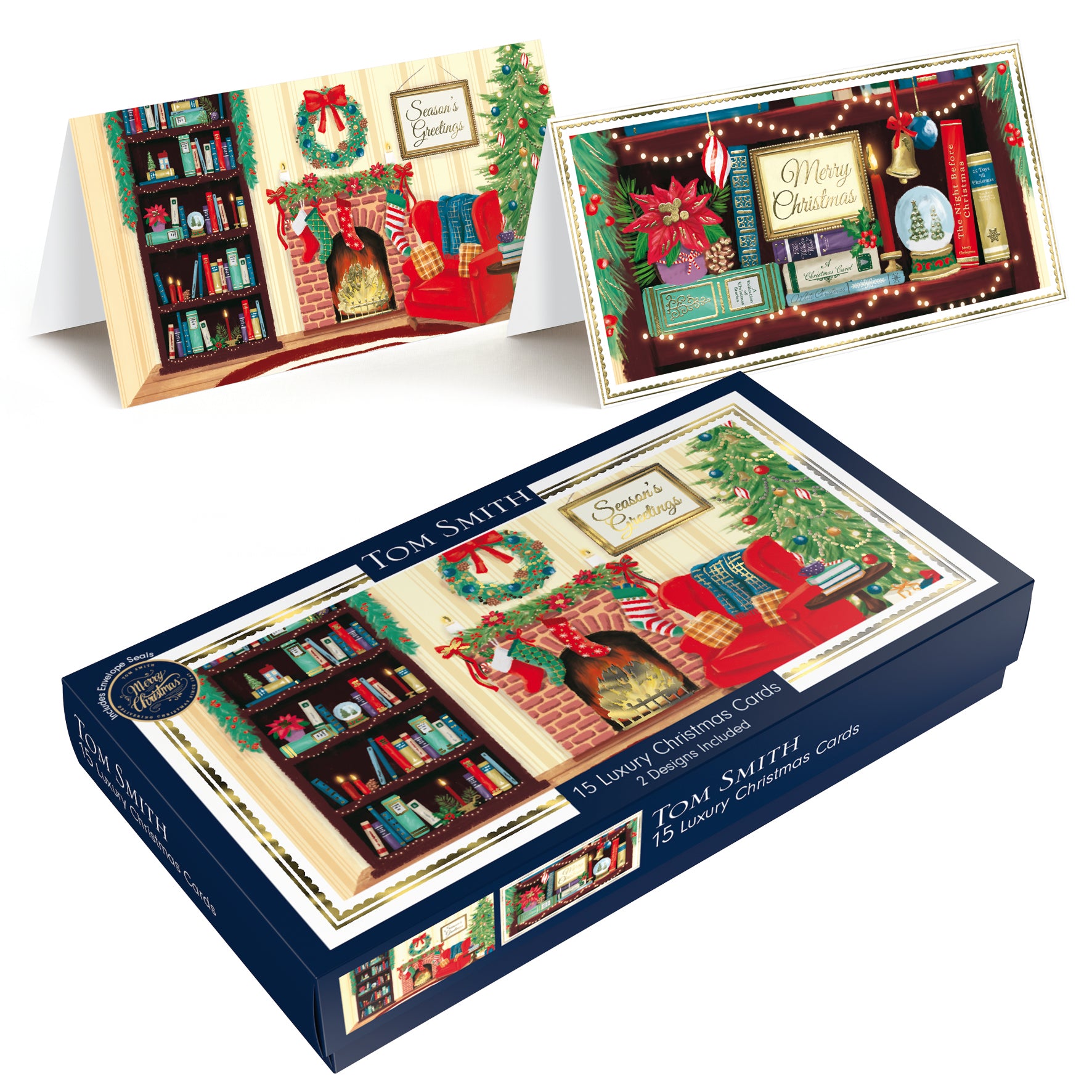 Tom Smith Luxury Slim Cards Cosy Fireplace 15pk
