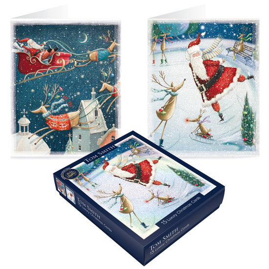 Tom Smith Luxury Boxed Cards Whimsical Santa 15pk