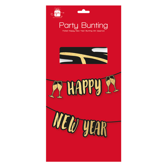 Happy New Year Champange Glasses Bunting 3M