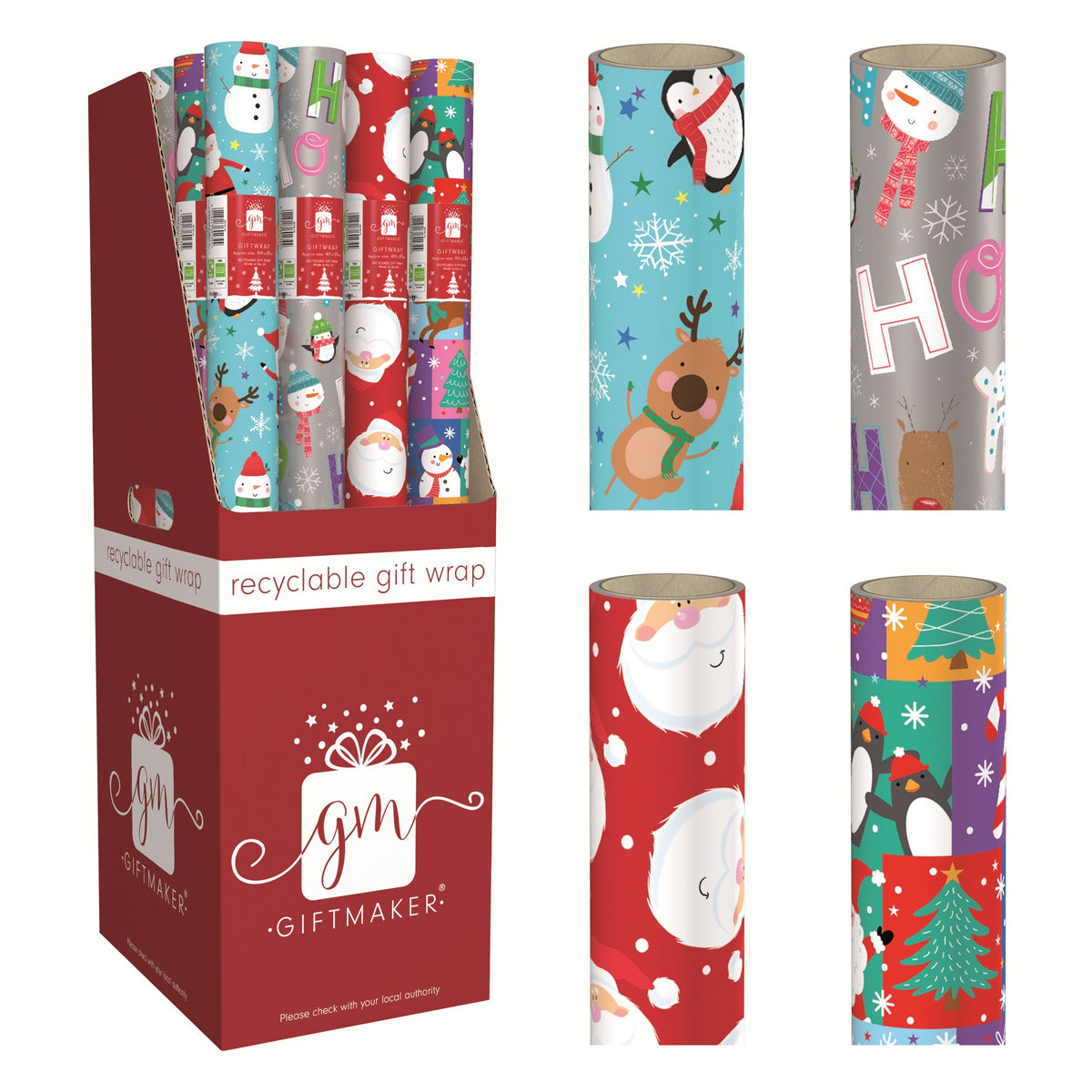 Christmas Rollwrap Santa & Friends 4M 50pk