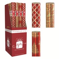 Christmas Rollwrap Red & Gold Foil 1.5M 50pk
